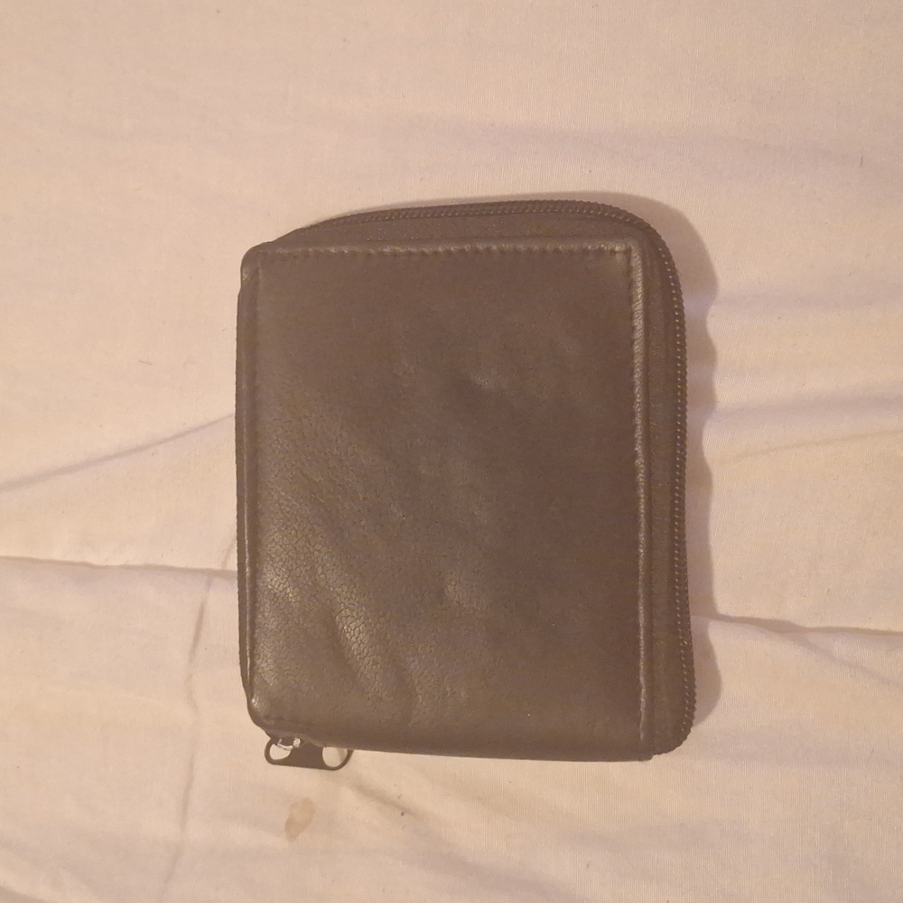Genuine leather new black men's zipper wallet